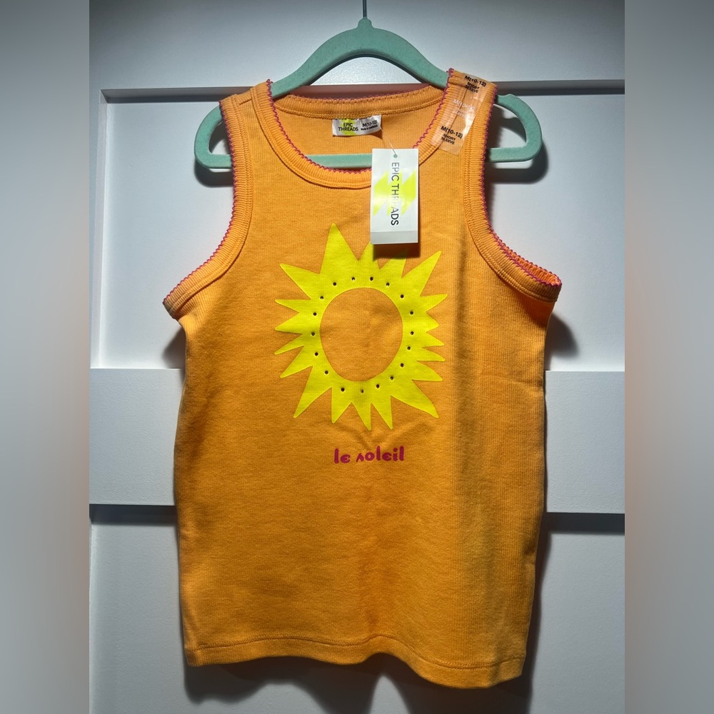 Epic Threads Girls Sun Tank Top Orange Graphic Sleeveless Size M 10-12 NWT